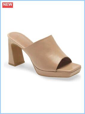 Platform Chunky Heel Mules Square Open Toe Slip On Dress Sandals